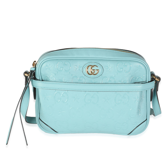 Gucci Handbags - GUCCI Blue Wonka Grain Calfskin GG Monogram Star Embossed Crossbody